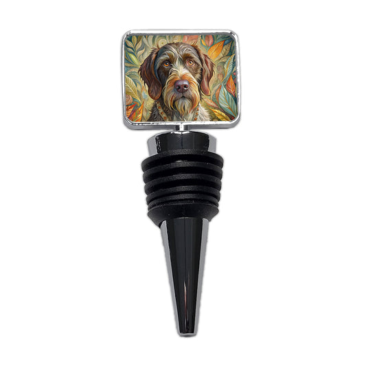 German Wirehaired Pointer Dog French Bohemian Art Wine Bottle Stopper