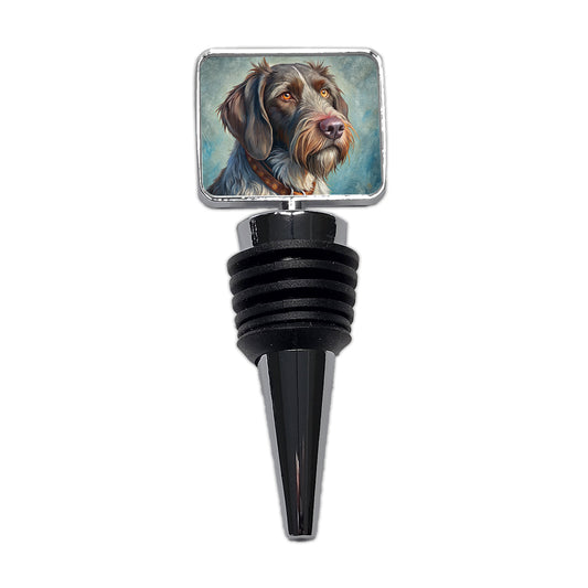 German Wirehaired Pointer Dog Illustration Wine Bottle Stopper