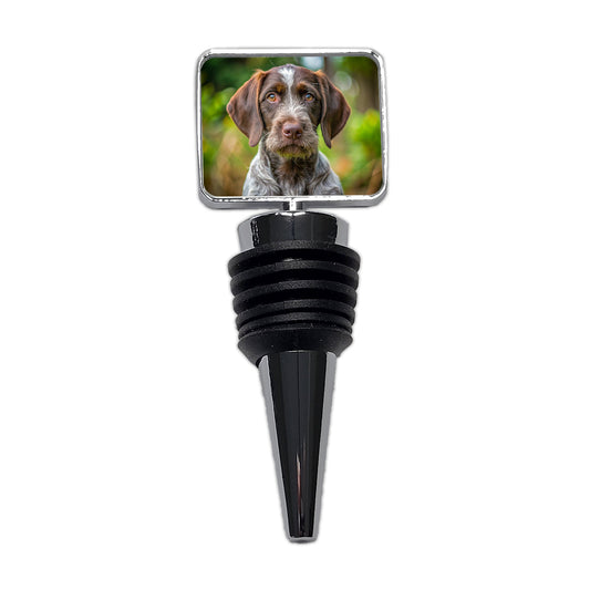 German Wirehaired Pointer Dog Puppy Photo Wine Bottle Stopper
