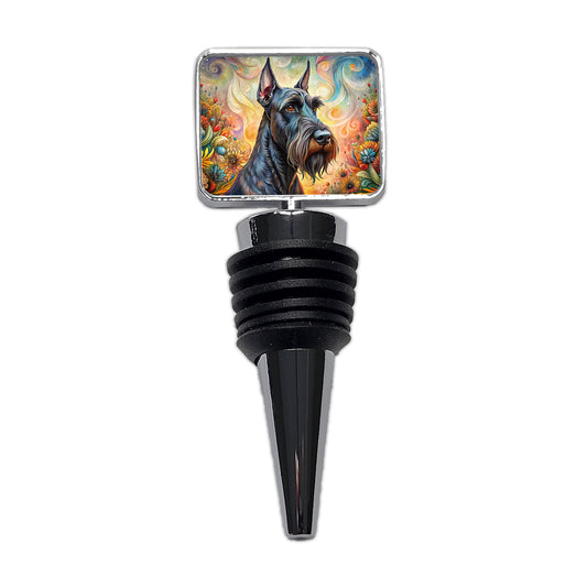 Giant Schnauzer Dog Bohemian Art Wine Bottle Stopper