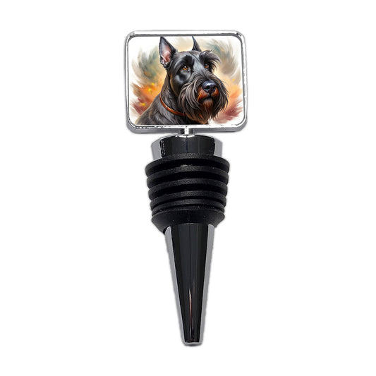 Giant Schnauzer Dog Illustration Wine Bottle Stopper