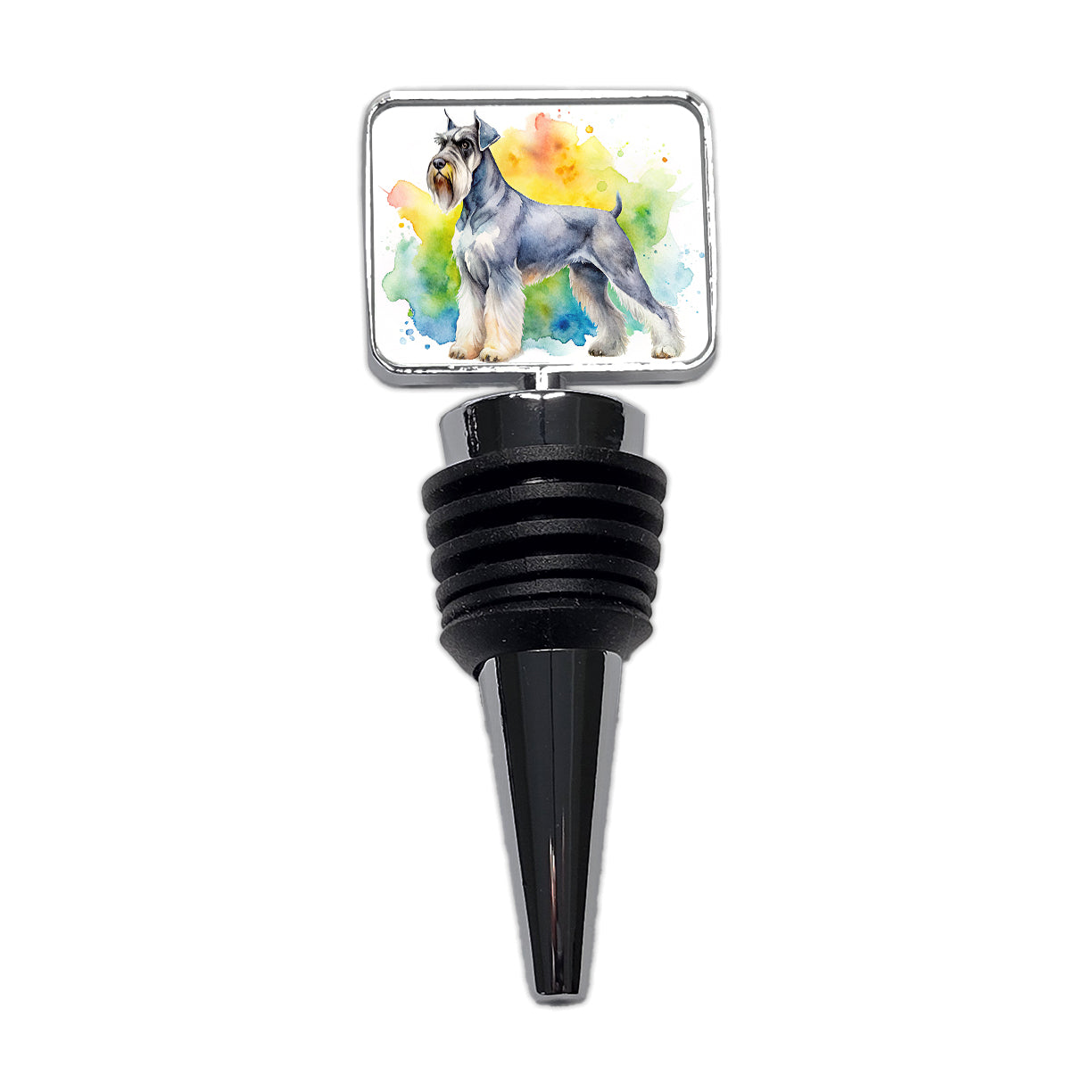 Giant Schnauzer Dog Watercolor Style Wine Bottle Stopper