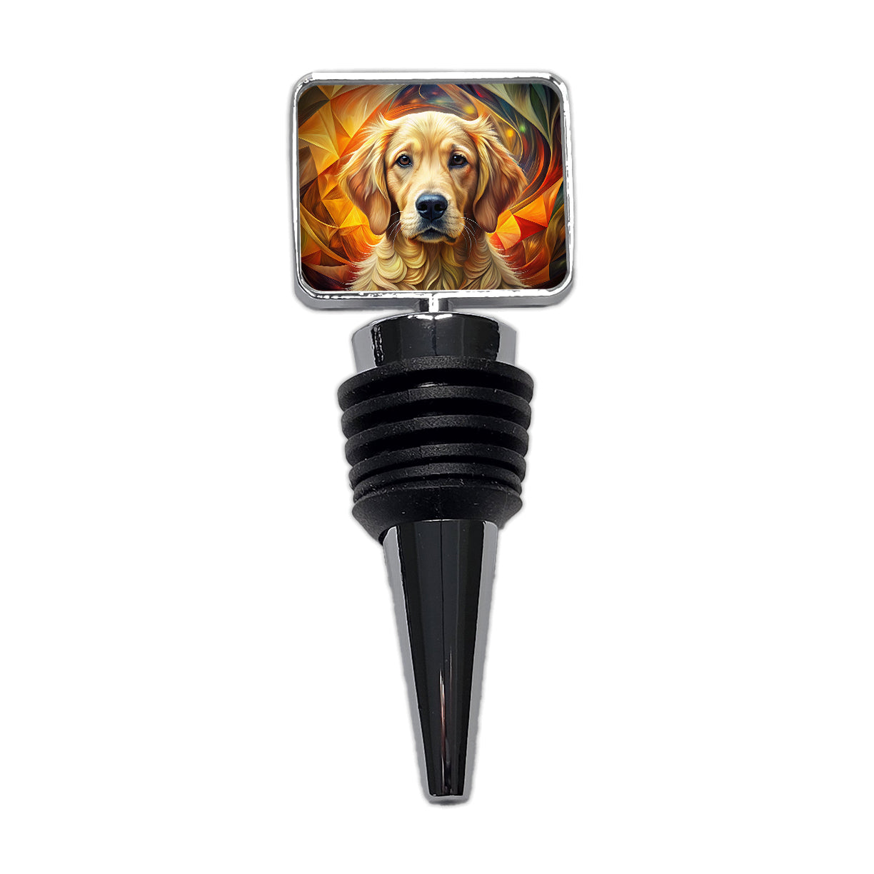 Golden Retriever Dog Abstract Art Wine Bottle Stopper