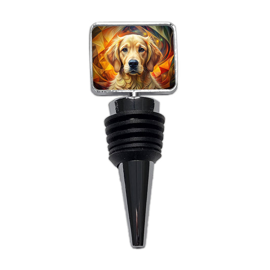 Golden Retriever Dog Abstract Art Wine Bottle Stopper