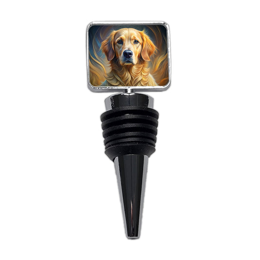 Golden Retriever Dog Abstract Stylized Art Wine Bottle Stopper