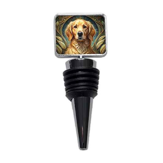 Golden Retriever Dog Art Nouveau Wine Bottle Stopper