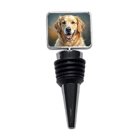Golden Retriever Dog Illustration Wine Bottle Stopper