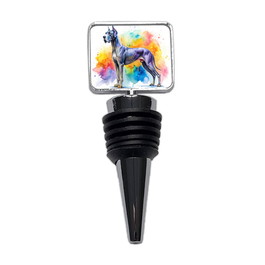 Great Dane Dog Watercolor Style Wine Bottle Stopper