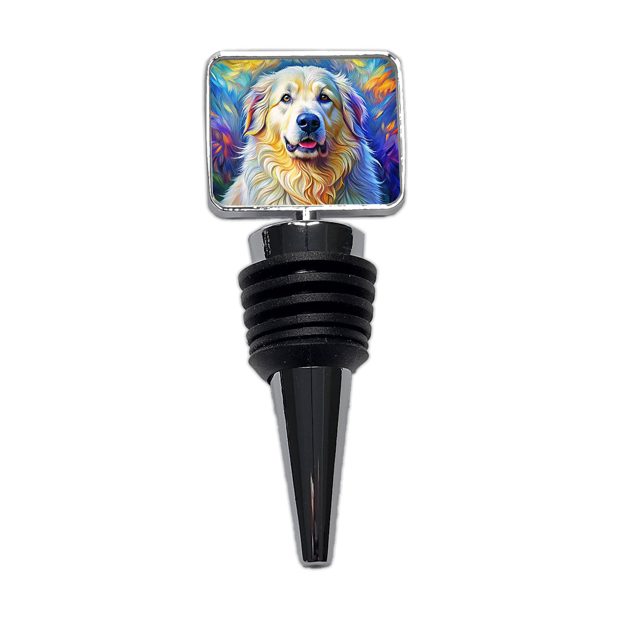 Great Pyrenees Dog Expressionism Art Wine Bottle Stopper