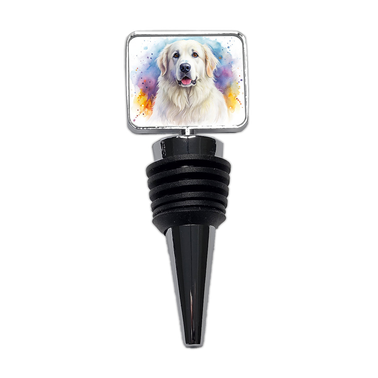 Great Pyrenees Dog Watercolor Style Wine Bottle Stopper