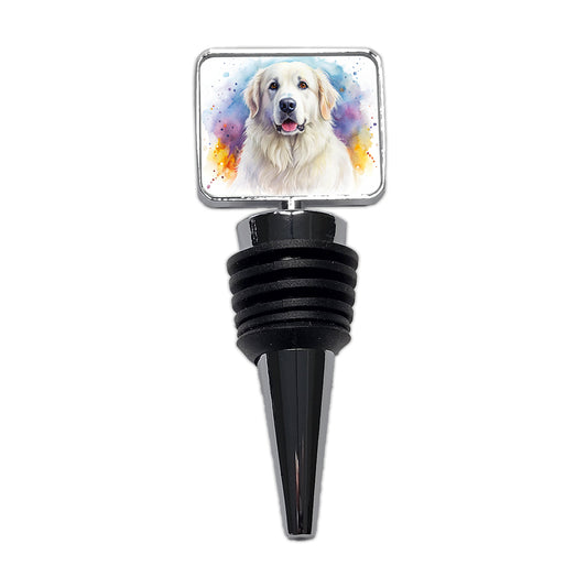 Great Pyrenees Dog Watercolor Style Wine Bottle Stopper