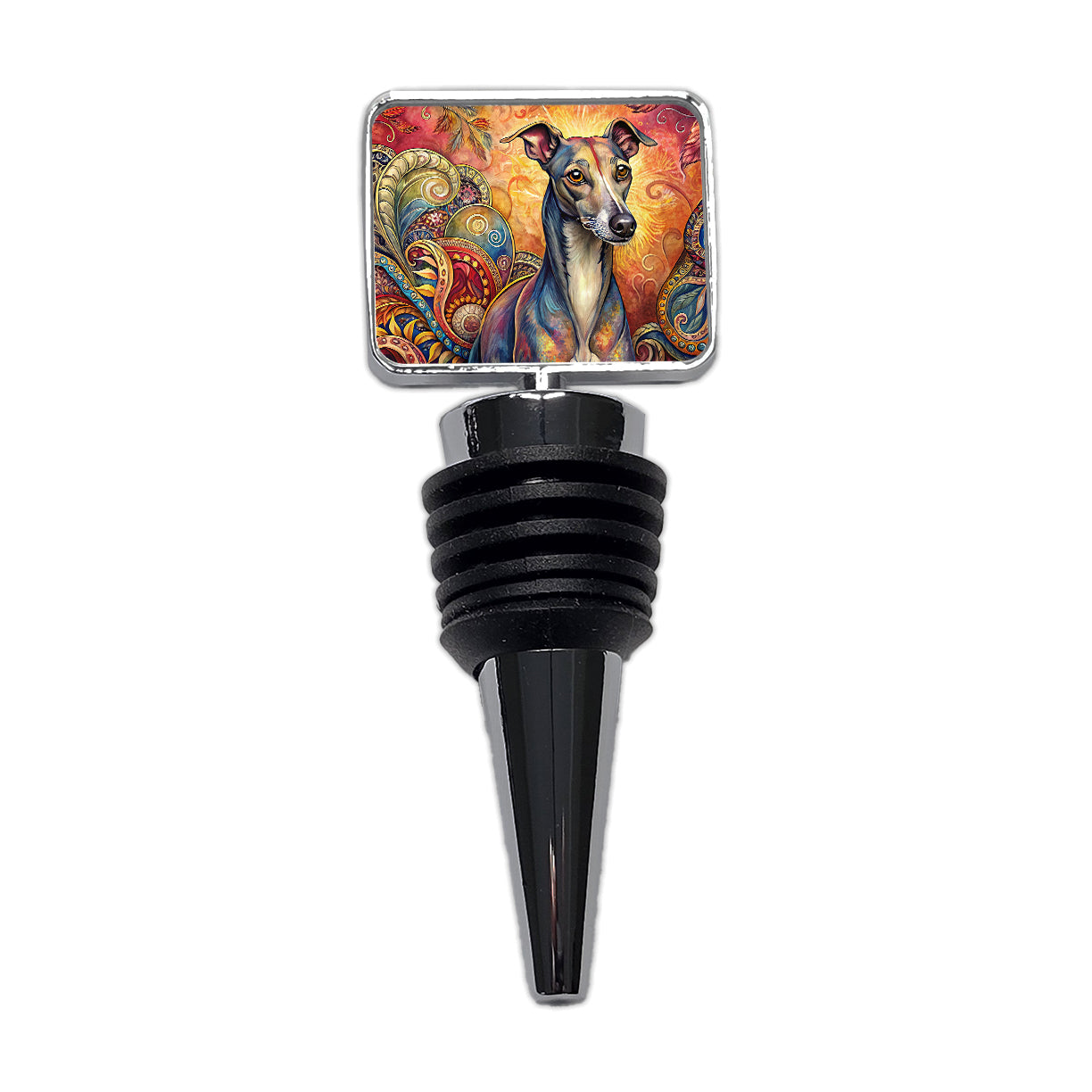 Italian Greyhound Dog Bohemian Art Wine Bottle Stopper