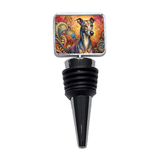 Italian Greyhound Dog Bohemian Art Wine Bottle Stopper
