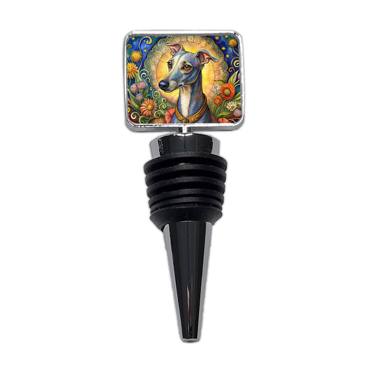 Italian Greyhound Dog French Bohemian Art Wine Bottle Stopper