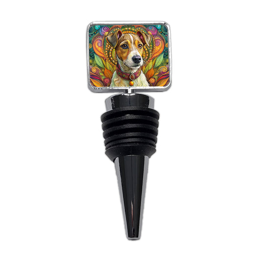 Jack Russell Terrier Dog Bohemian Art Wine Bottle Stopper
