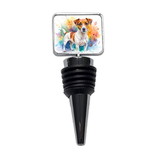 Jack Russell Terrier Dog Watercolor Style Wine Bottle Stopper