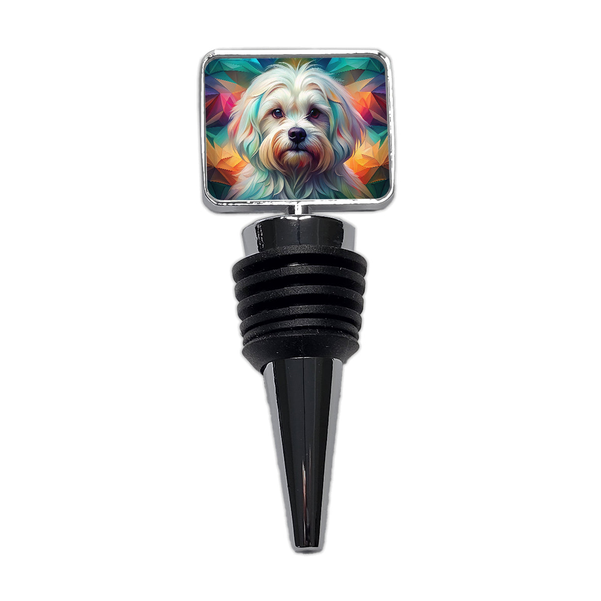 Maltese Dog Abstract Art Wine Bottle Stopper