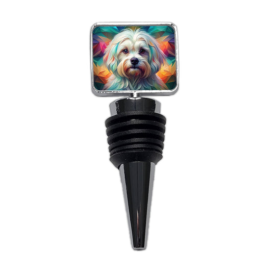 Maltese Dog Abstract Art Wine Bottle Stopper