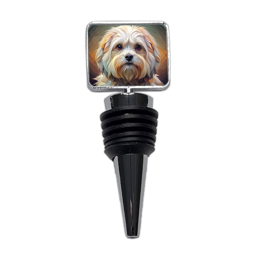 Maltese Dog Abstract Stylized Art Wine Bottle Stopper