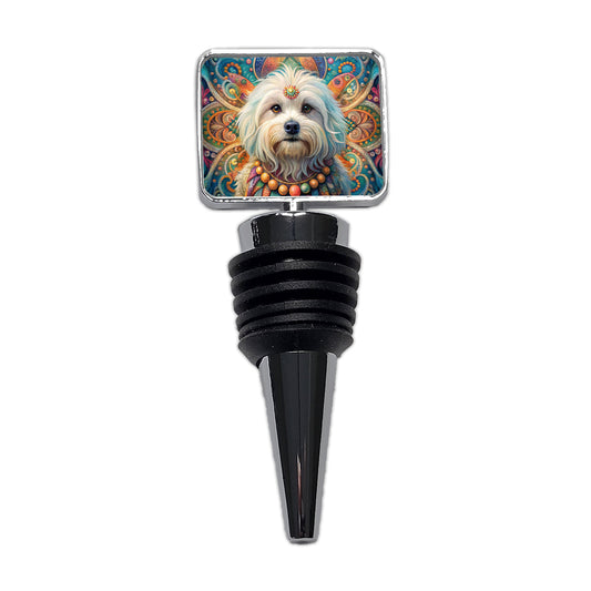 Maltese Dog Bohemian Art Wine Bottle Stopper