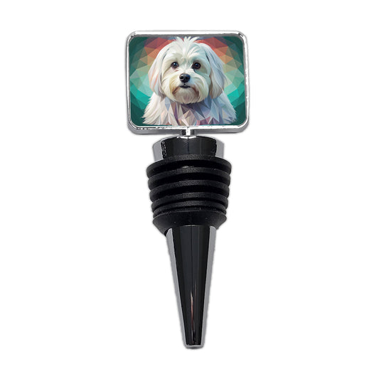 Maltese Dog Contemporary Art Wine Bottle Stopper