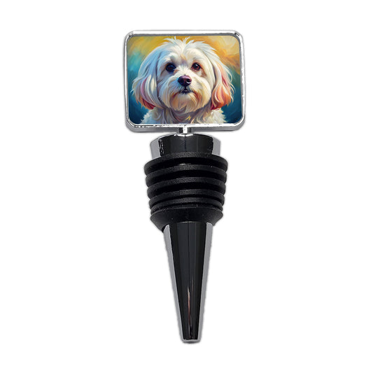 Maltese Dog Expressionism Art Wine Bottle Stopper