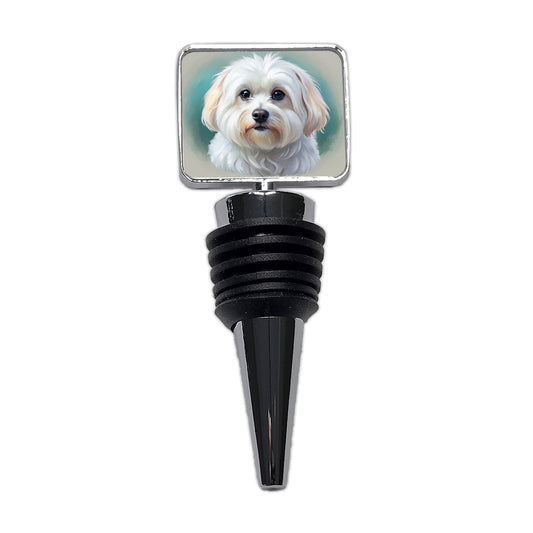 Maltese Dog Illustration Wine Bottle Stopper