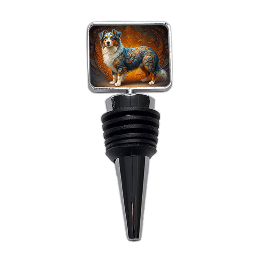 Miniature American Shepherd Dog Art Nouveau Wine Bottle Stopper