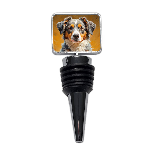 Miniature American Shepherd Dog Pop Art Wine Bottle Stopper
