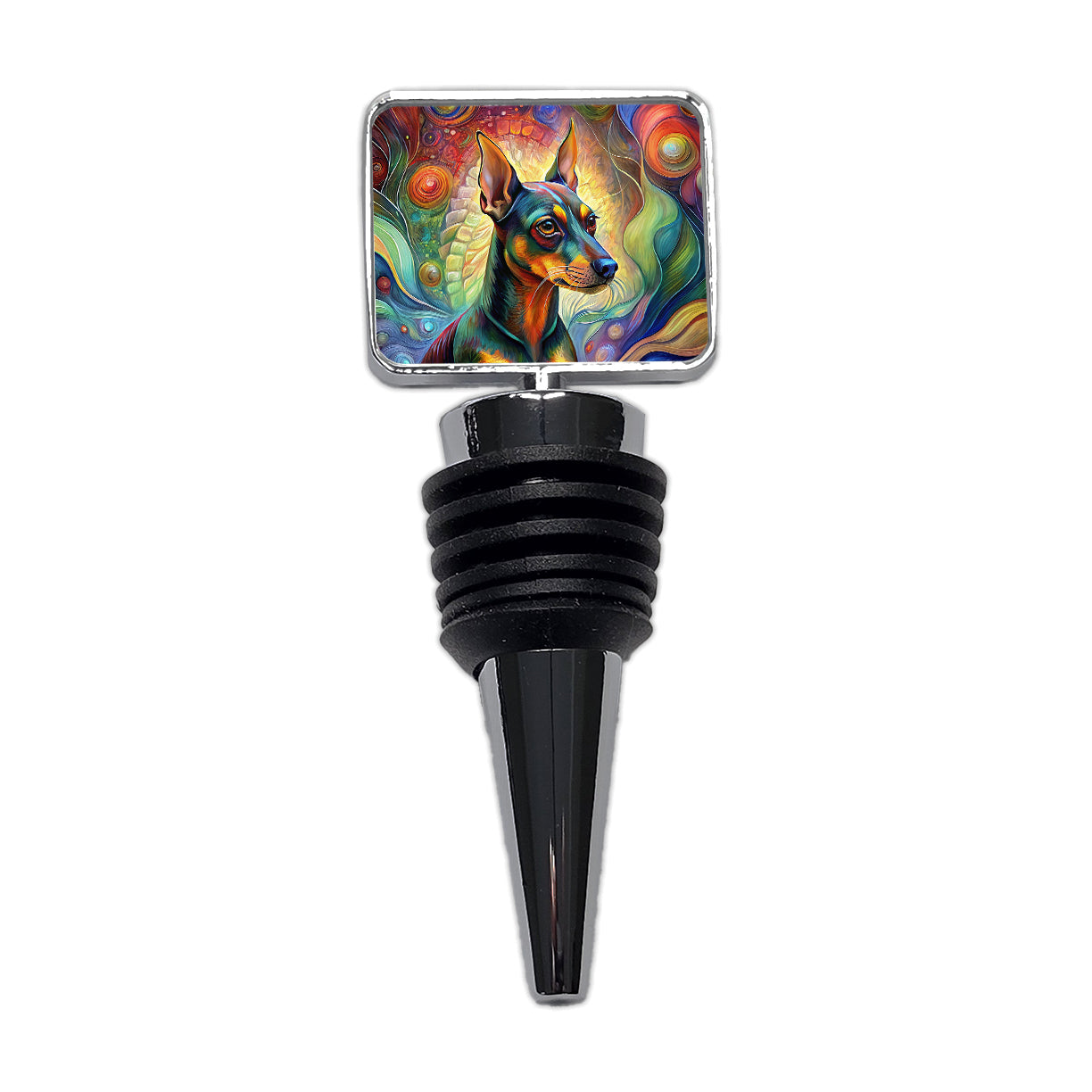 Miniature Pinscher Dog Abstract Art Wine Bottle Stopper