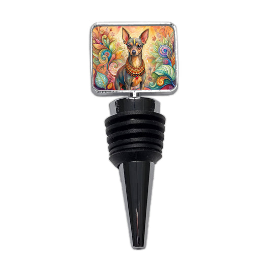 Miniature Pinscher Dog Bohemian Art Wine Bottle Stopper