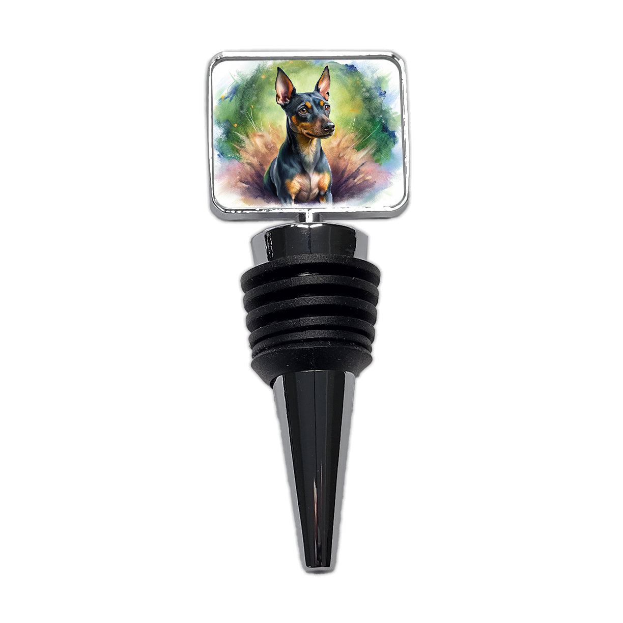 Miniature Pinscher Dog Illustration Wine Bottle Stopper