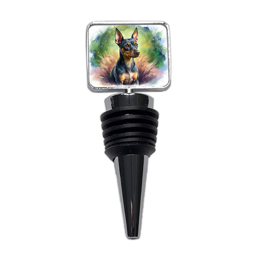 Miniature Pinscher Dog Illustration Wine Bottle Stopper