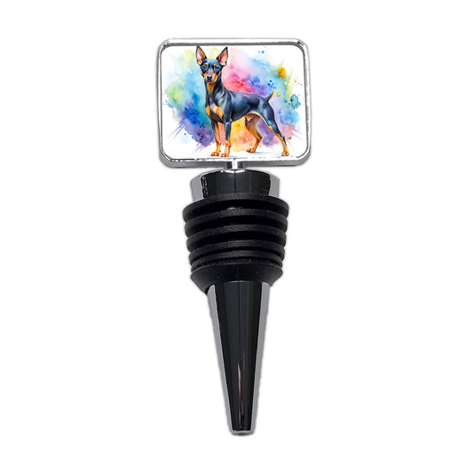 Miniature Pinscher Dog Watercolor Style Wine Bottle Stopper