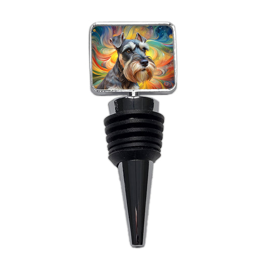 Miniature Schnauzer Dog Abstract Art Wine Bottle Stopper