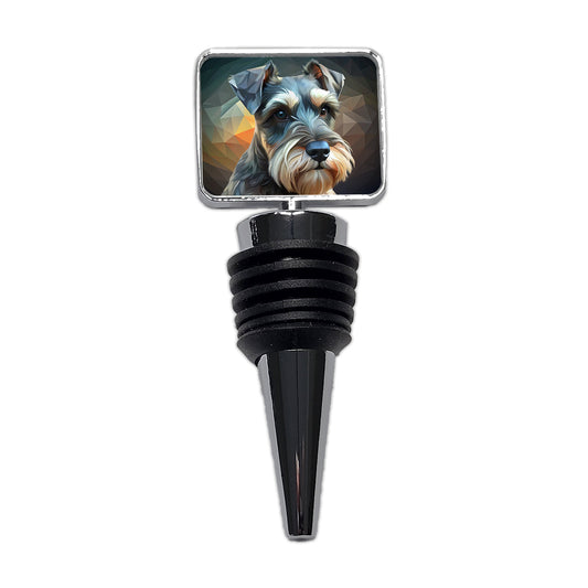 Miniature Schnauzer Dog Abstract Stylized Art Wine Bottle Stopper