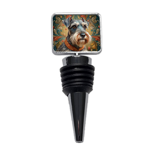Miniature Schnauzer Dog Art Nouveau Wine Bottle Stopper