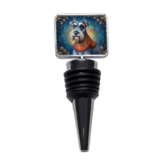 Miniature Schnauzer Dog French Bohemian Art Wine Bottle Stopper
