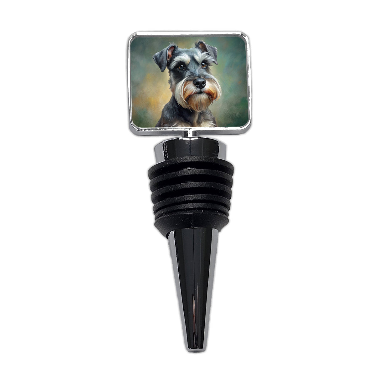 Miniature Schnauzer Dog Illustration Wine Bottle Stopper