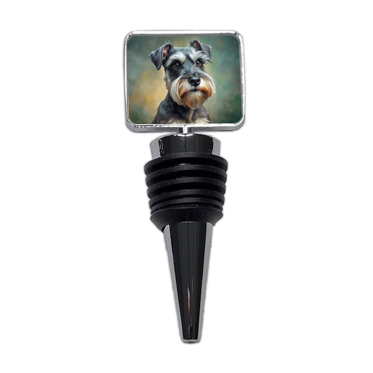 Miniature Schnauzer Dog Illustration Wine Bottle Stopper