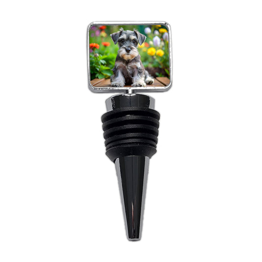 Miniature Schnauzer Dog Puppy Photo Wine Bottle Stopper