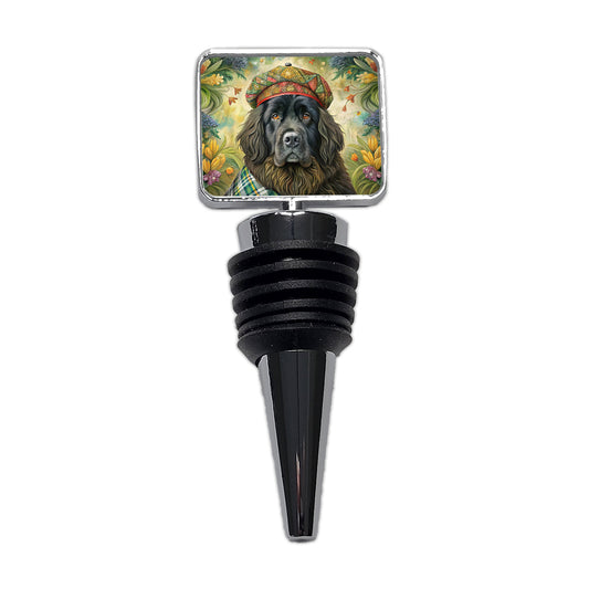 Newfoundland Dog French Bohemian Art Wine Bottle Stopper