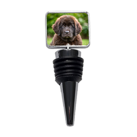 Newfoundland Dog Puppy Photo Wine Bottle Stopper