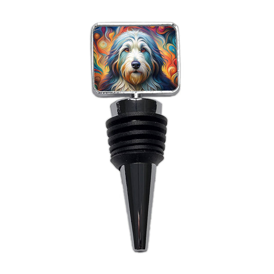 Old English Sheepdog Dog Abstract Art Wine Bottle Stopper