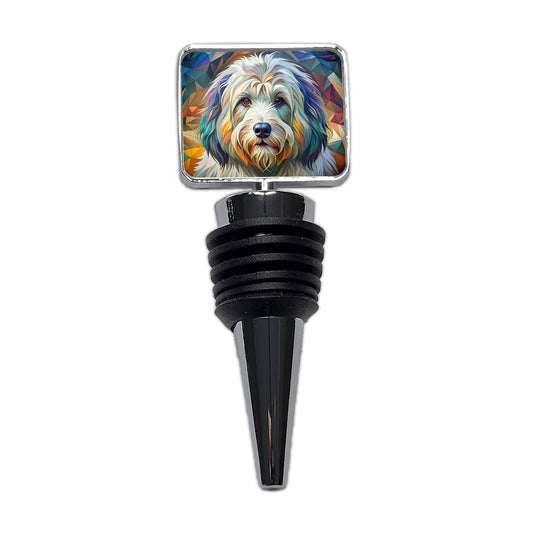 Old English Sheepdog Dog Abstract Stylized Art Wine Bottle Stopper