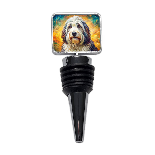Old English Sheepdog Dog Bohemian Art Wine Bottle Stopper