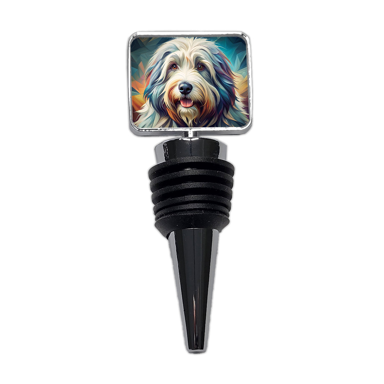 Old English Sheepdog Dog Contemporary Art Wine Bottle Stopper