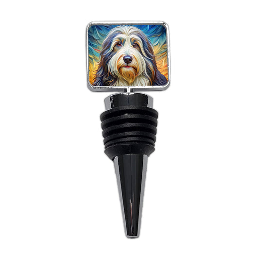 Old English Sheepdog Dog Expressionism Art Wine Bottle Stopper