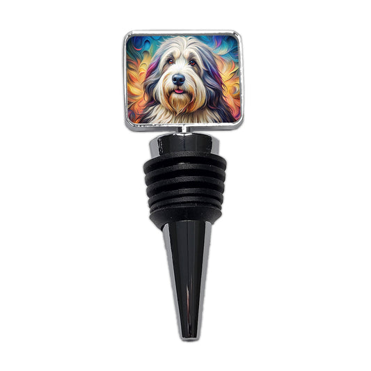 Old English Sheepdog Dog French Bohemian Art Wine Bottle Stopper