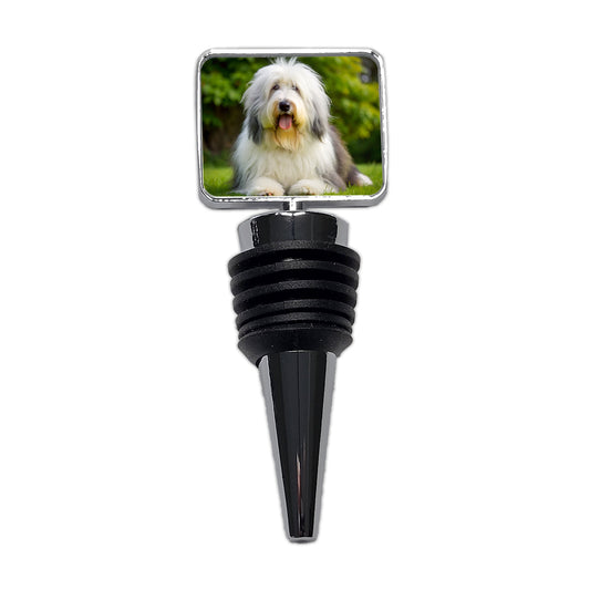 Old English Sheepdog Dog Photo Wine Bottle Stopper